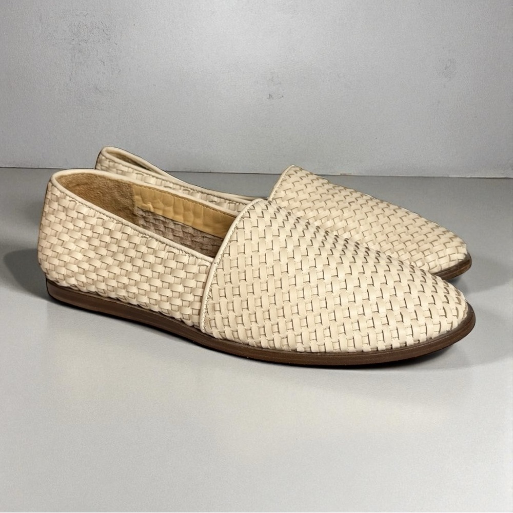 Nisolo Mara Woven Leather Slip On Flats Womens Size 10 Waterproof Loafers Bone